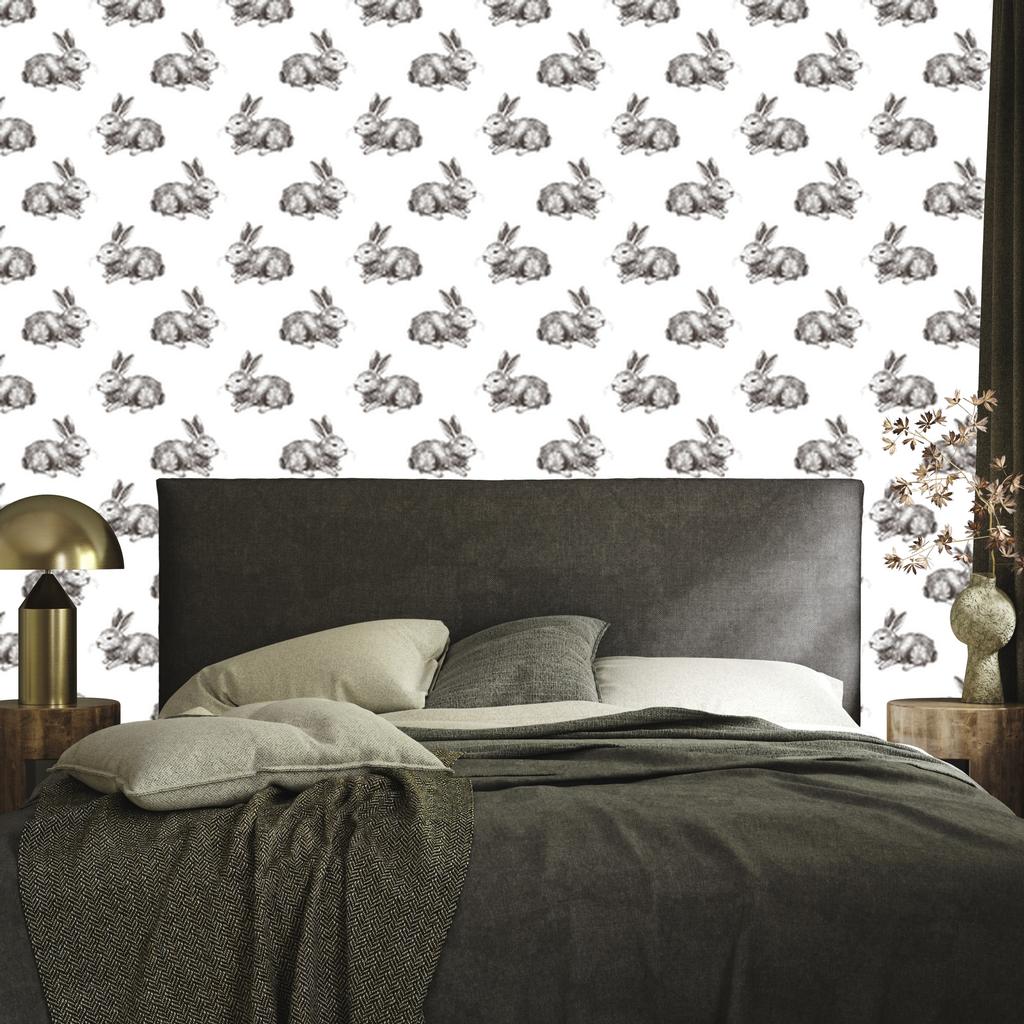 Rabbits Wallpaper In Dark Color for Living Room and Bedroom 50x1000