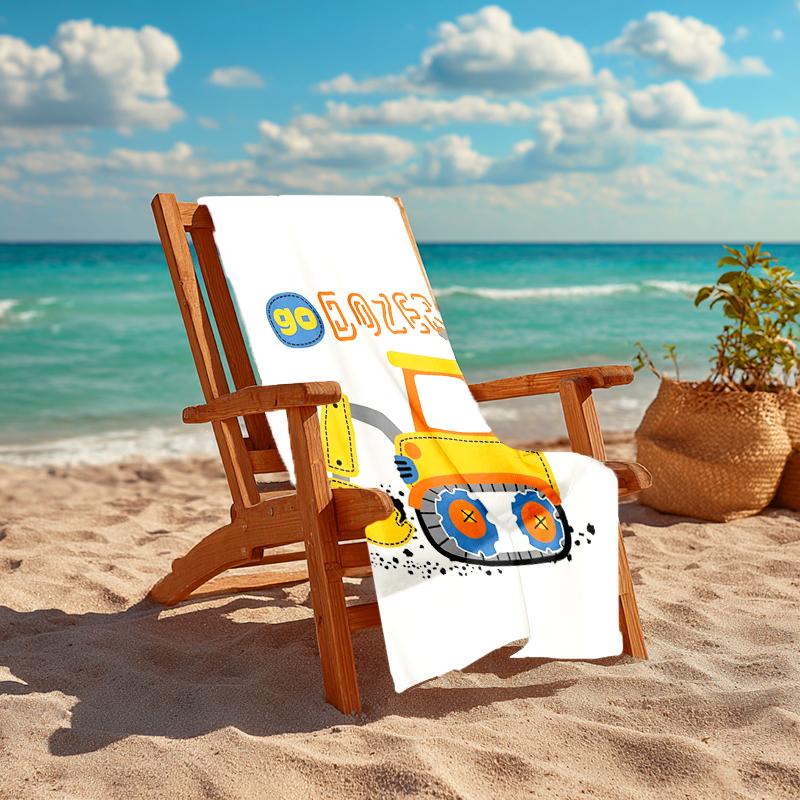 Ultra-weiches Strandtuch mit Bagger-Thema, Ideal für Pool - Camping, Tauchen - Perfekter Reisebegleiter, Lebendiges Strandtuch.