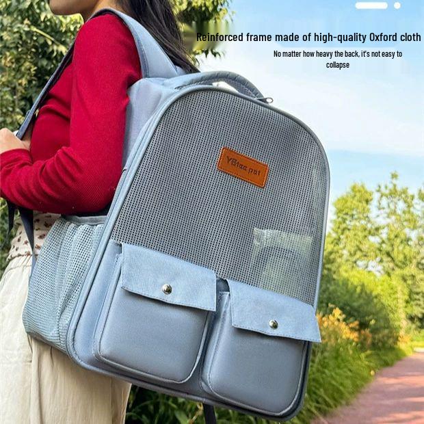 Foldable Transparent Cat Backpack - Portable Double Shoulder Outdoor Carrier