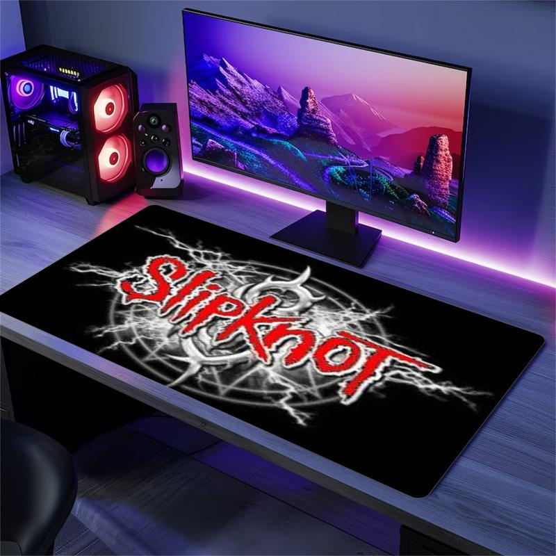 Slipknot Gradient Orange Yellow Background Logo Large Gaming Mouse Pad Non Slip Desk Mat for Metal Fans