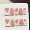 10pcs Handmade Duckbill Press on Nails French Artificial Nails With 3D Flowers Decor Elegant Fake Nails Detachable False Nails