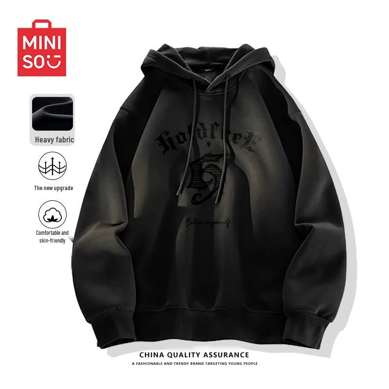 

MINISO Men s American Style Hooded Sweatshirt XL