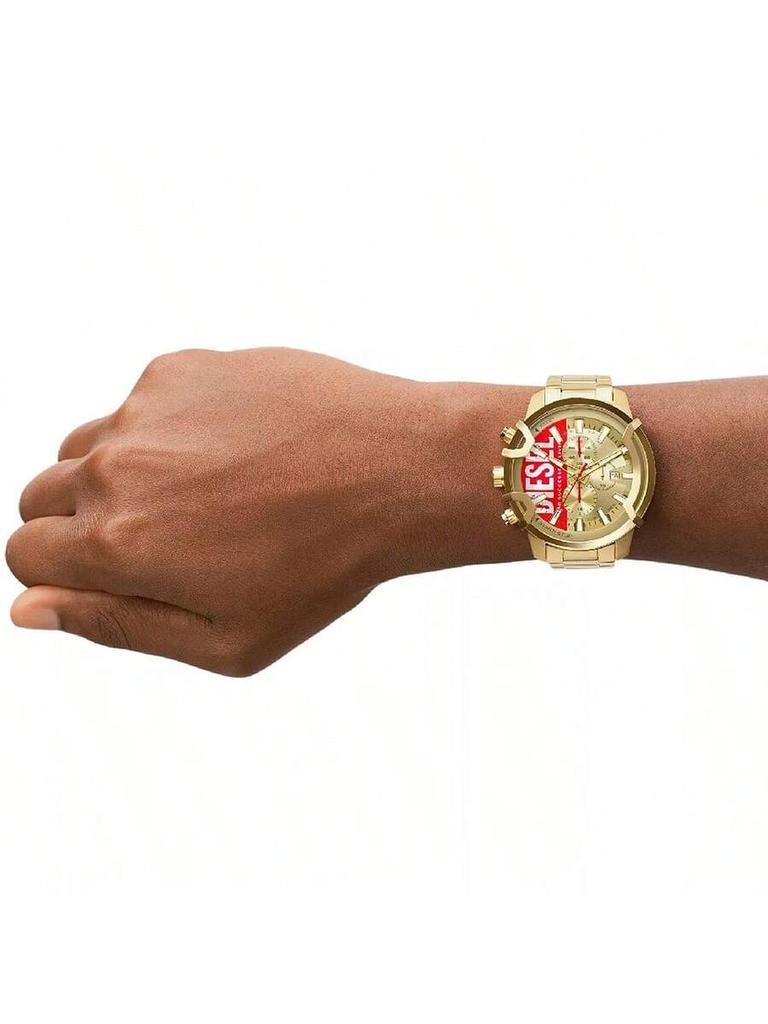 Diesel Griffed Chronograph Gunmetalfarbenes Edelstahluhr – 48 mm Graues Sunray-Zifferblatt, Gunmetalfarbenes Armband, Mineralglas –DZ4595