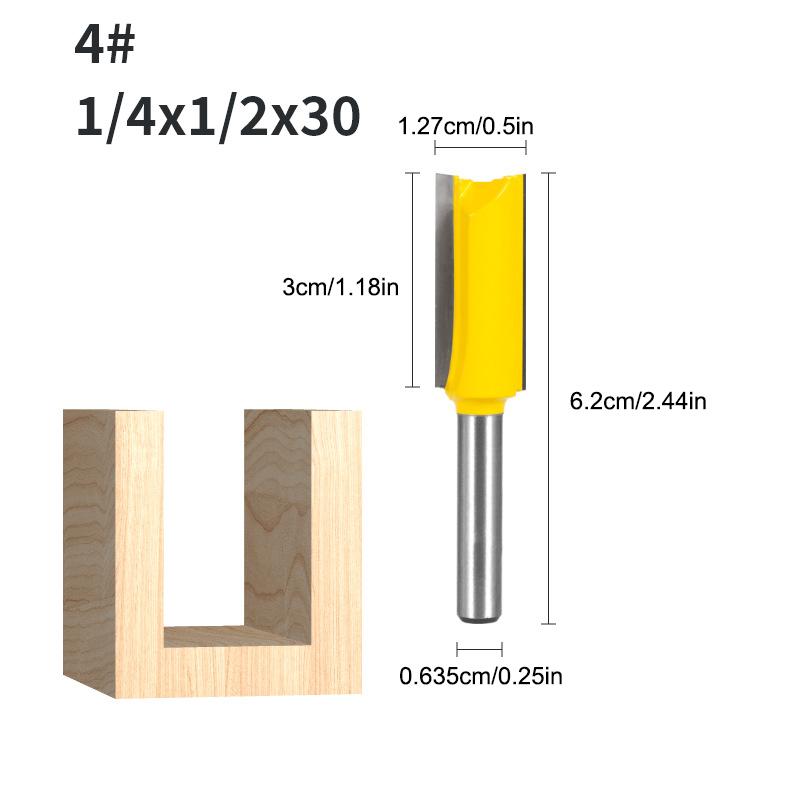 1/4 Shank Straight Bit Tungsten Carbide Single Double Flute Router Bit Wood Milling Cutter For Woodwork