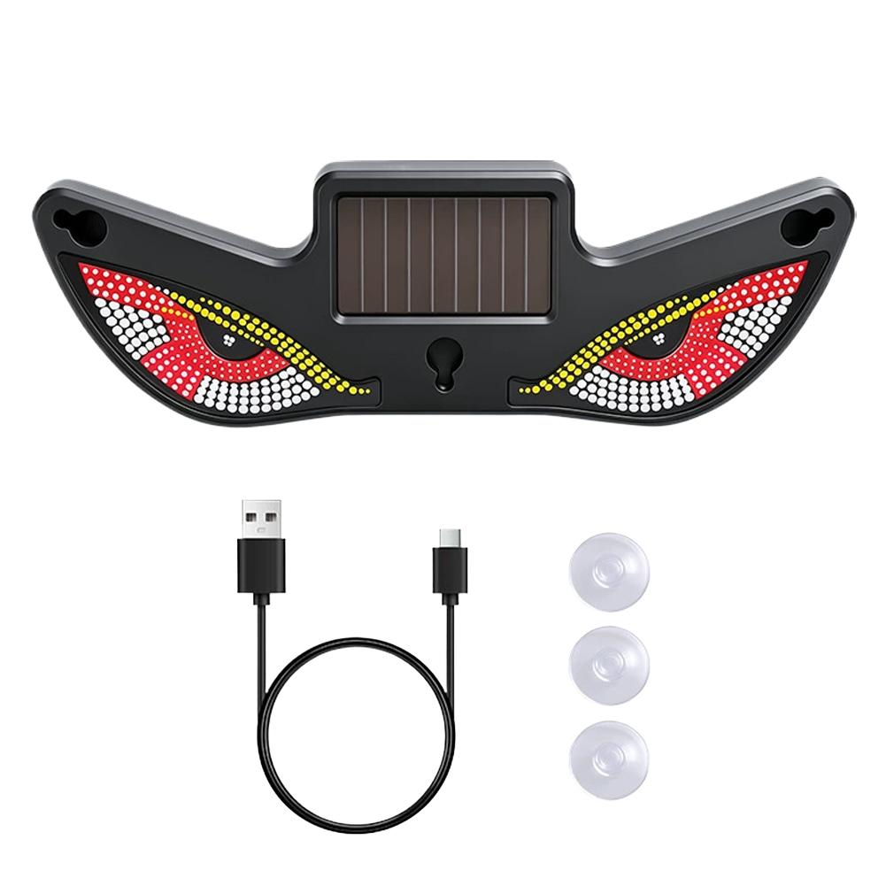 1PC LED Car Solar Devil Eye Dynamic Expression Neon Light Rear Window Anti-Rear-End Warning Light