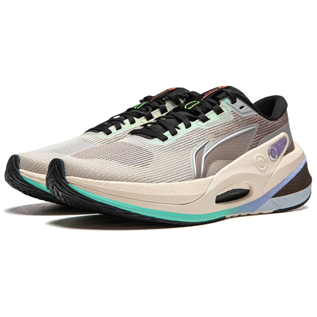 New LINING Furious Rider 7.0 V2 Running Shoes Men's Low Top Rock White Gray/Tree Gray Brown ARZU003-13