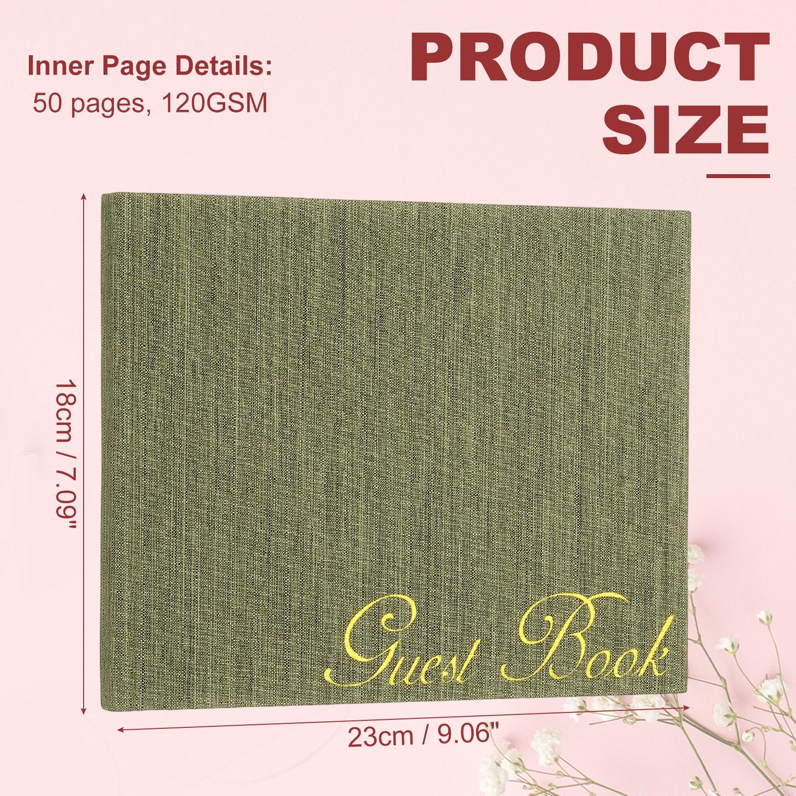 

Elegant Fabric Cover Guestbook 23x18cm Wedding Guest Book Stylish Sign in Book with 50 Blank 120GSM Paper for Reception Birthday темно-зеленого