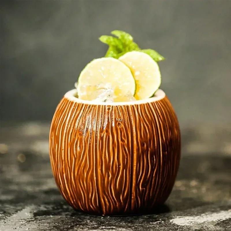 Coconut Cup Bar Tiki Cup Cocktail Glass Hawaiian Wine Glass Party Beach Drink Cup Tiki Mug Ceramic Cup Champagne Glasses