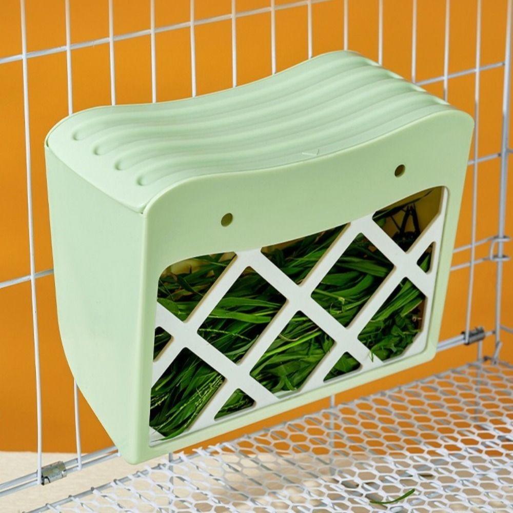 Practical Hanging Rabbit Hay Feeder Fixed Anti-tipping Rabbit Grass Rack with Lid Large Capacity Hay Manger Hamster Cage