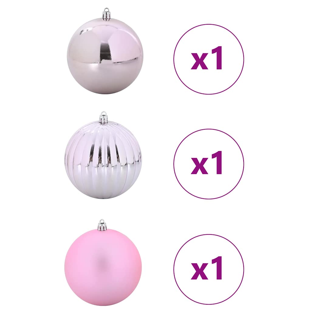 XXL Christmas Ornament Set 3 pcs Pink Plastic