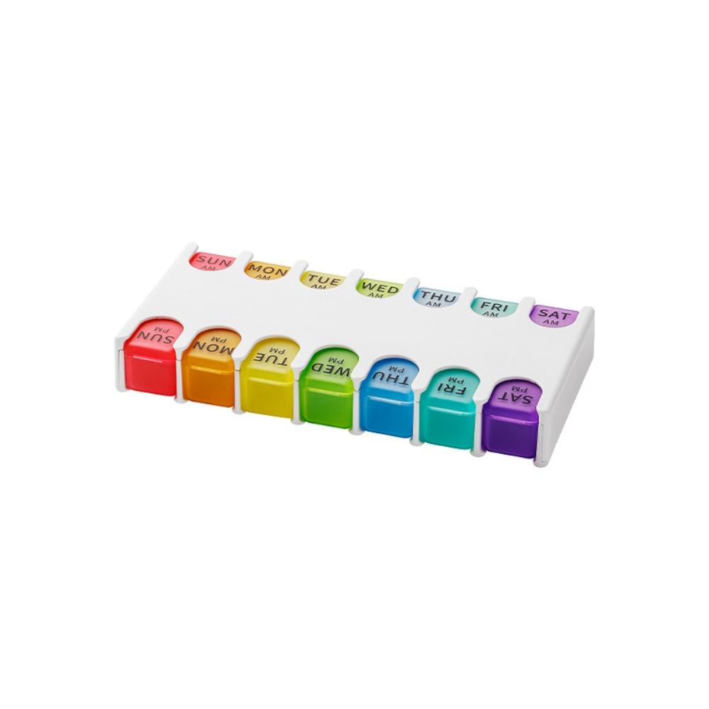 With 14 Compartment 7 Day Pill Organizer Waterproof Dust-proof Medicine Storage Box Moisture-proof Detachable Weekly Pill Case