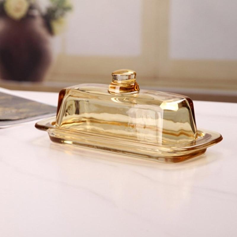 Glass Butter Dish Lid Included Elegant Plate for Butter Storage and Snacks Serving Practical Kitchen Tool