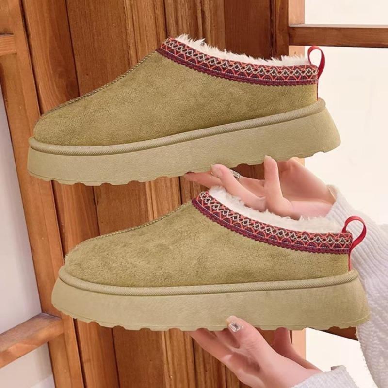 

Женские зимние сапоги носят толстоподошвенную увеличивающую рост пушистую обувь, новую меховую интегрированную осенью и зимой, с присборенным мыском и полушлепанцы 40 армия зеленый