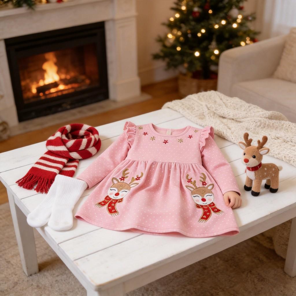 Girl Dress With Cartoon Animal Print For Toddler Winter And Fall Wear