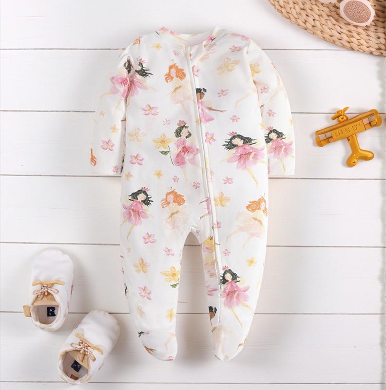 Newborn Long Sleeve Bodysuit with Double Zipper for Easy Change - Autumn/Winter Belly Protection, Prevents Chills