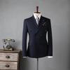 Men's Double-Breasted Striped Suit Set for Weddings & Business – Slim Fit Tuxedo & Formal Wear