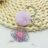 Acrylic Faux Rabbit Fur Halloween Keychain Alien Butterfly Women Key Ring Tarot Card Elk Keychain