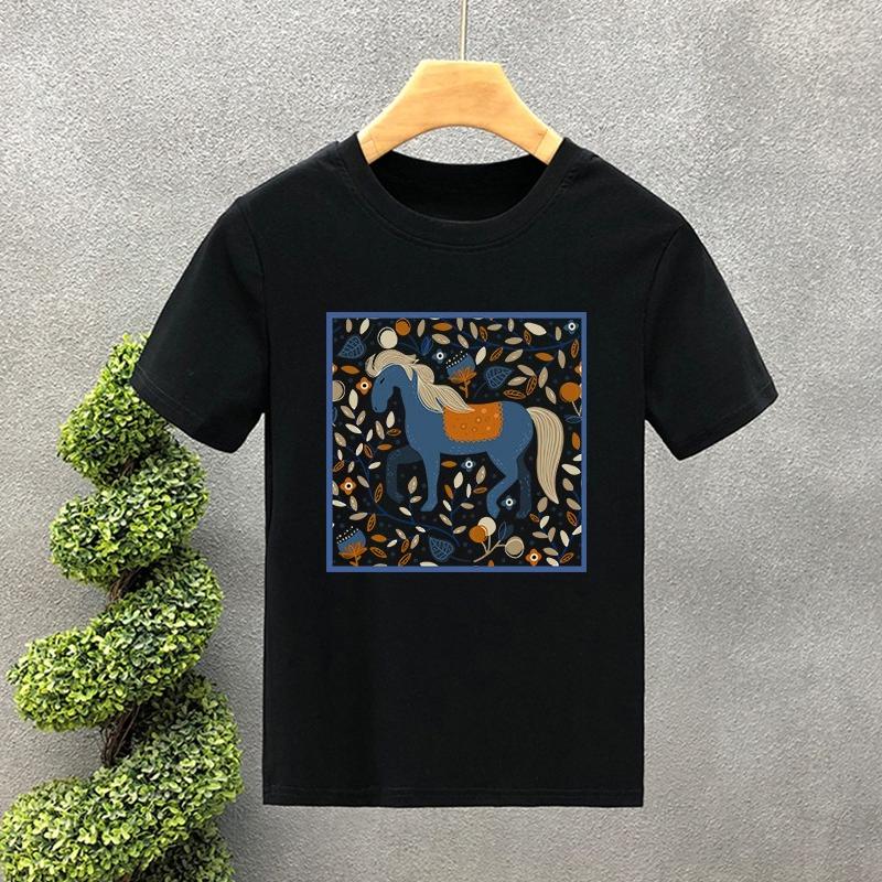 Cute Horse Style Luxury Brand Cotton Letter Print Couple Tees Summer Harajuku MenWomen Short Sleeve Tshirt