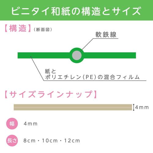 Kyowa Unbleached Washi Kraft Tie Wraps, 4mm X 8cm, 1,000 Pieces Per Pack (QRH080-9G) - Natural, Eco-Friendly, Japanese Style, Perfect for Wrapping and