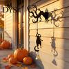 Spooky Entrance Hall Accents Halloween Welcome Sign, Wall Mount 2D Acrylic Hanging Decor with Bell, Door Bell Decorations Gothic Black Cat Creepy