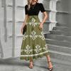Short Sleeve Women's Dress Casual Flowy A-Line Midi Tshirt Dresses With Pockets Crewneck Vocation Boho Beach Sundress