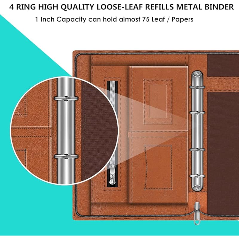 FEDUS Document File Folder Certificate Foolscap Size(Bigger Than A4 Size)4 Ring File Folder for Document Leatherette Doc