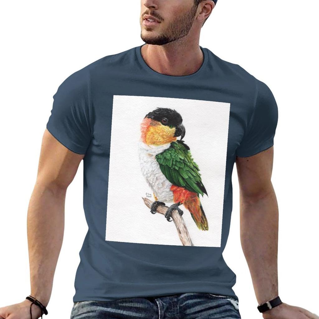 Caique Clock Caique Watercolor Painting TShirt Basic Solid Color Short Sleeve TShirt