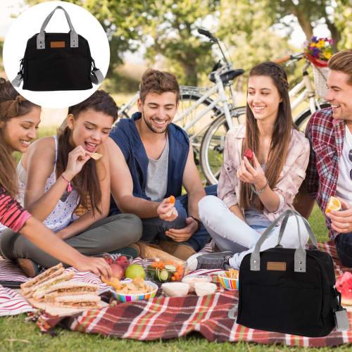 TOYMYTOY Cooler Bag, Lunch Bag, Insulated, Waterproof, Foldable, Cotton Canvas Fabric, Solid Color, Large Capacity, Easy to Carry, Outdoor, Work, Scho