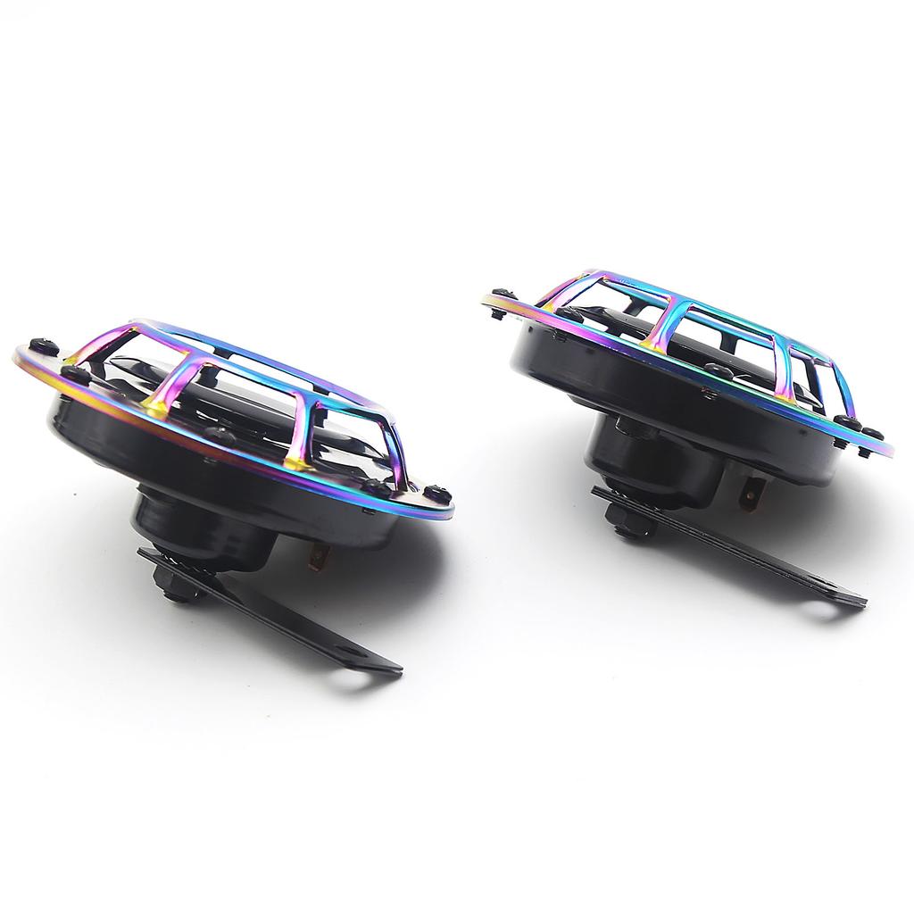2Pcs 125mm 12V Electric Car Horn Super Loud High Tone/Low Tone Twin Horn Kit with Protective Grill