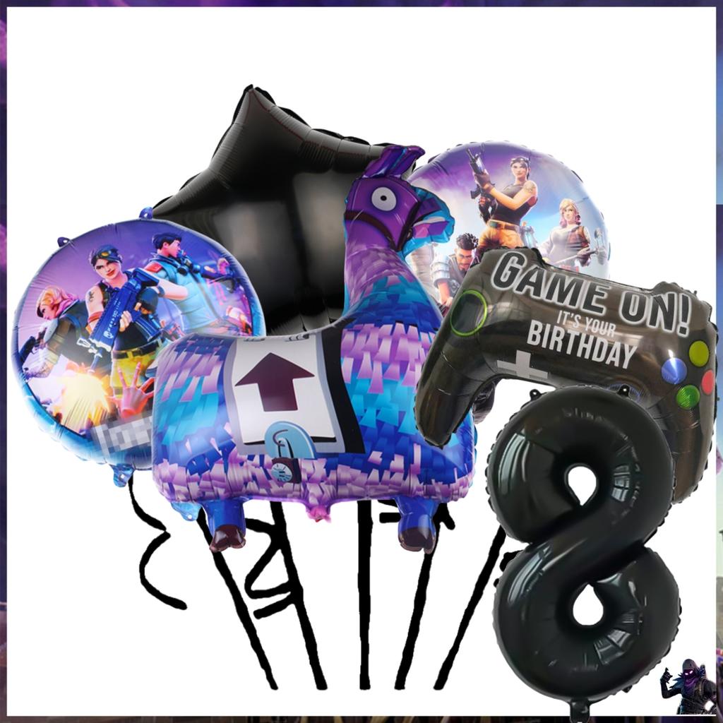 Shooting Game Fortnition Birthday Party Decoration Plate Cup Cartoon Alpaca Llama Foil Globos Baby Shower Kids Party Supplies