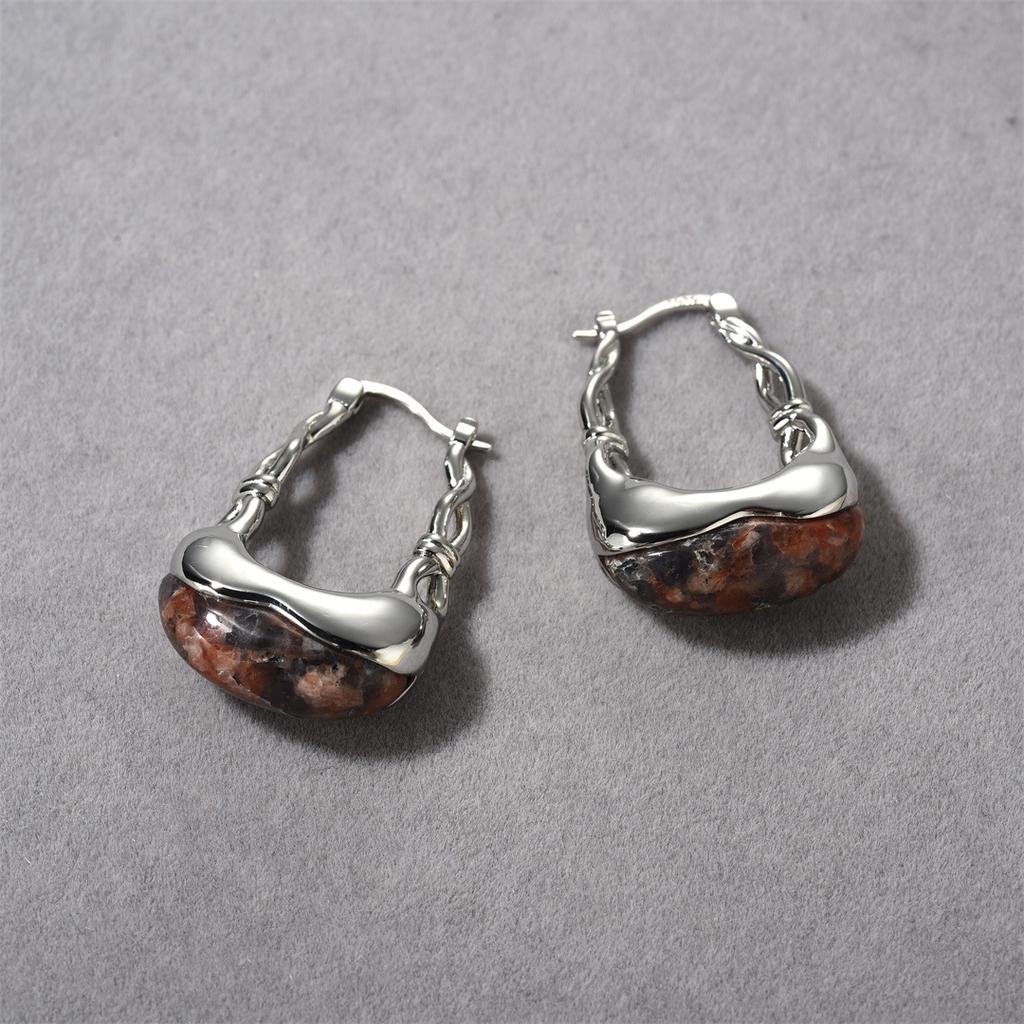 Piedra Natural, Estilo Nacional, Pendientes Únicos, Pendientes, Colgantes, Sentido de Diseño de Lujo Ligero de Nicho, Marea Alta