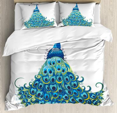 Floral Peacock Comforter Set Twin King Full Size, Bedding Set for Kids,Quilt Cover Peacock Duvet Set Girl Bedroom Decor 3 Pieces