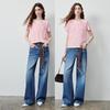 Women's Retro Color Block Henley Short Sleeve T-Shirt