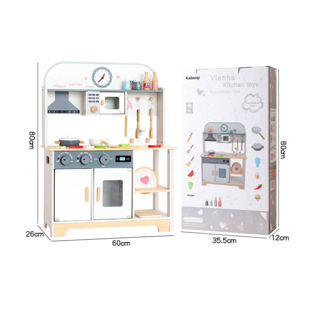 Children's Kitchen Playset Freestanding Pretend Set Cabinet-Style for