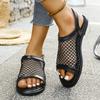 Large size flat bottom back strap sandals women's summer 2025 new breathable fish mouth mesh sandals women