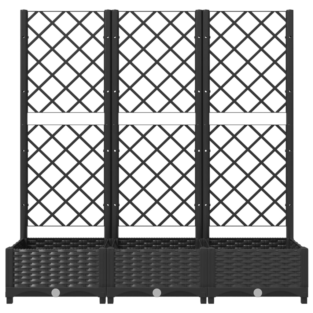 Vidaxl Garden Planter With Trellis, Black, 120X40X121.5 Cm, Pp