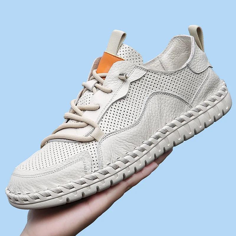 New Shoes for Men Genuine Leather Casual Shoes Fashion Soft Sloe Flat Shoes Comfortable Loafers