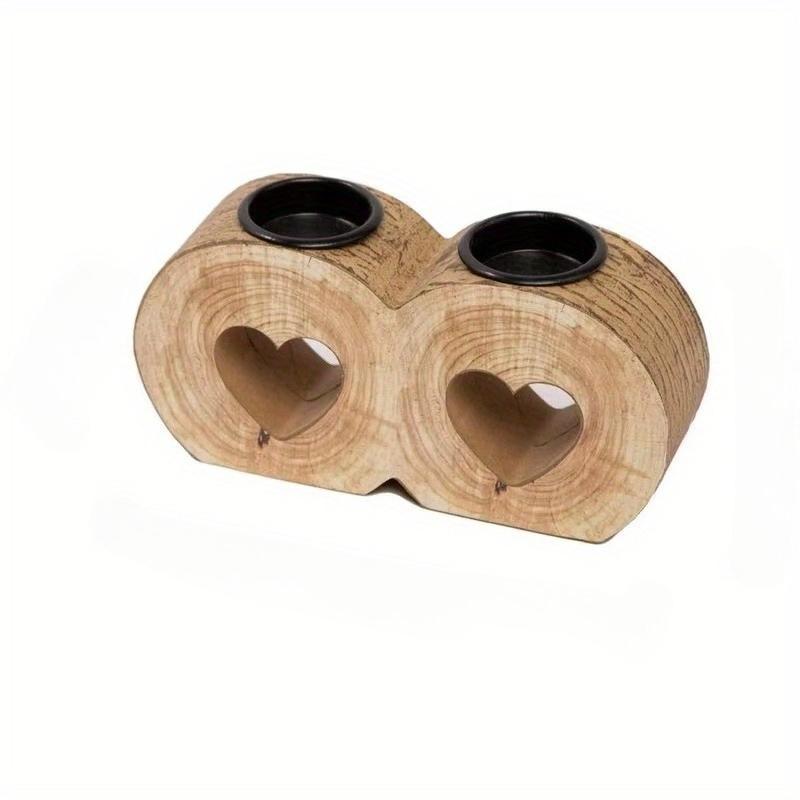 

1pc Wooden Candle Holder Atmosphere Love Heart Shape Solid Wood Tabletop Decor Couples Romantic Gift Heartshaped Candle Holder