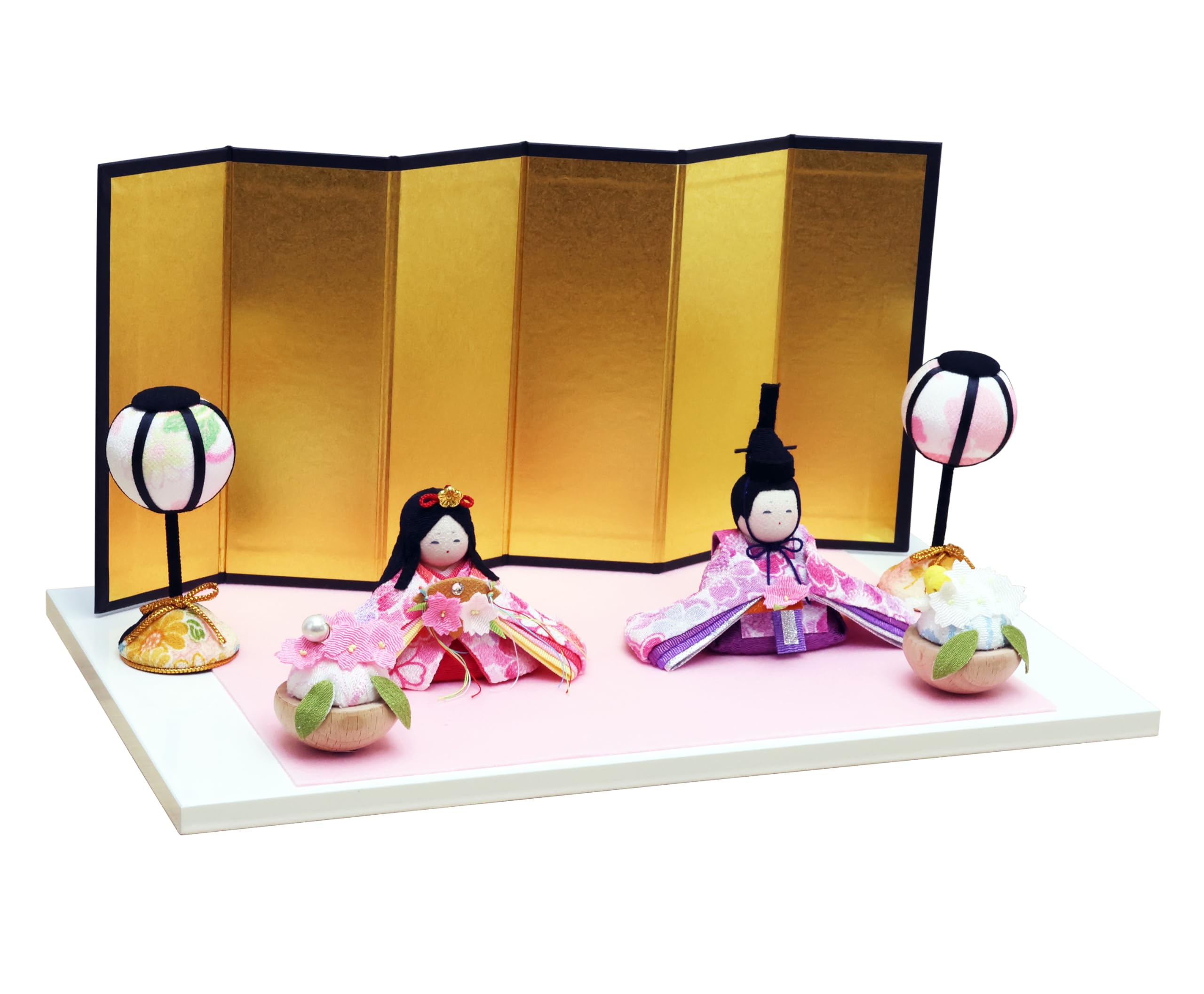 Osaka Choseido Hina Dolls Compact Mini Hina Dolls Ceramic Maizakura Hina Imperial Couple Set - -