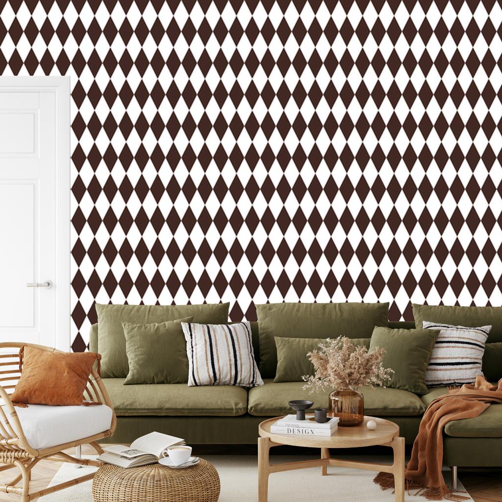 Harlequin Diamonds Wallpaper Light Gray and White 50x1000
