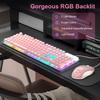 Gaming-Tastatur und -Maus K1 RGB LED-Hintergrundbeleuchtete Tastatur mit 104 Tasten Computer-Gaming-Tastatur-Kombination, PC/Laptop (Rosa)