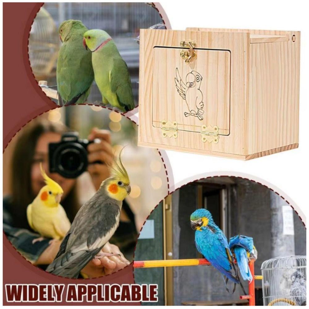 Wall Mount Parrot Breeding Box Wooden Parrot Shelter Stand Parrot Wood House  for Bird Cage