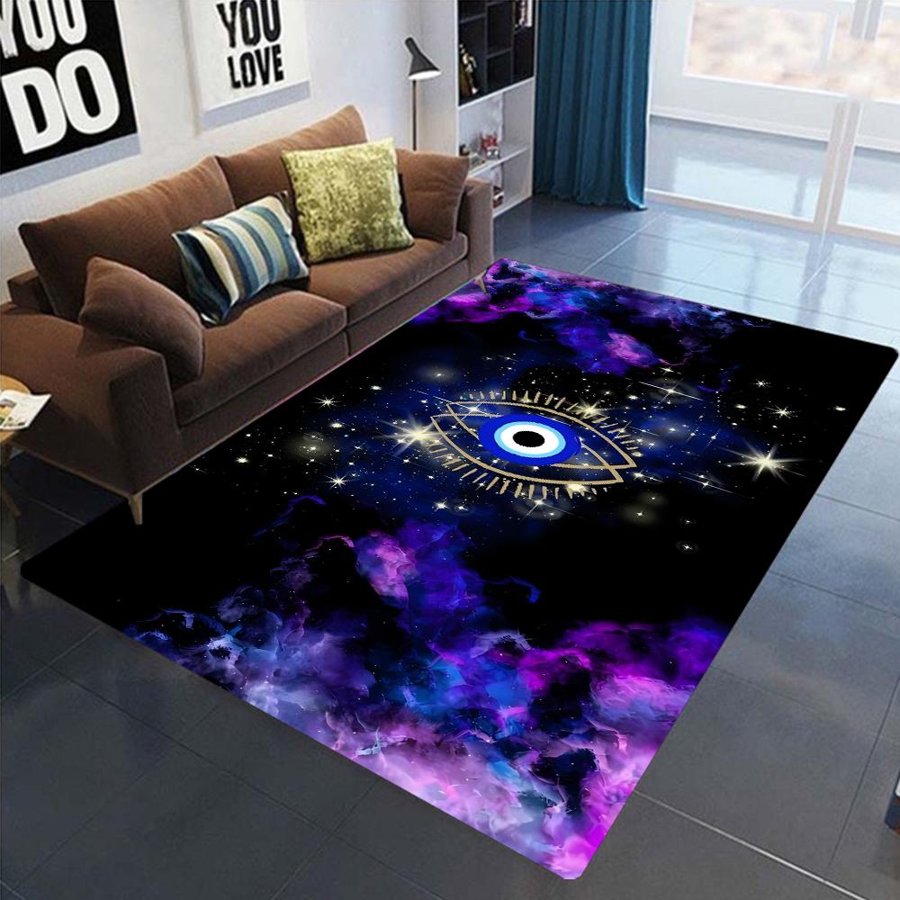 New Evil Eye Print Area Rug for Home Living Room Bedroom Kitchen Rug Non-slip Flannel Rug Machine Washable Floor Mat