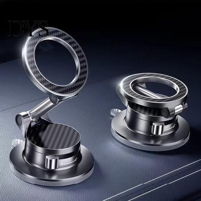 One Handed Operation Phone Mount Vacuum Suction Magnetic Car Holder, 89lbs Strong Grip Dash Universal Holder Windshield Mount, 360-degree Rotating