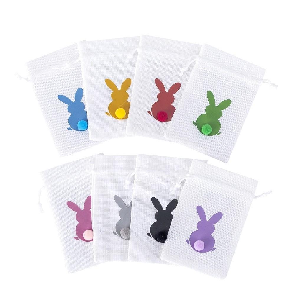 10PCS Bunny Pattern Easter Candy Bags Reusable Eco-Friendly Drawstring Gift Bags Decorative Festival Gift Packaging Bags