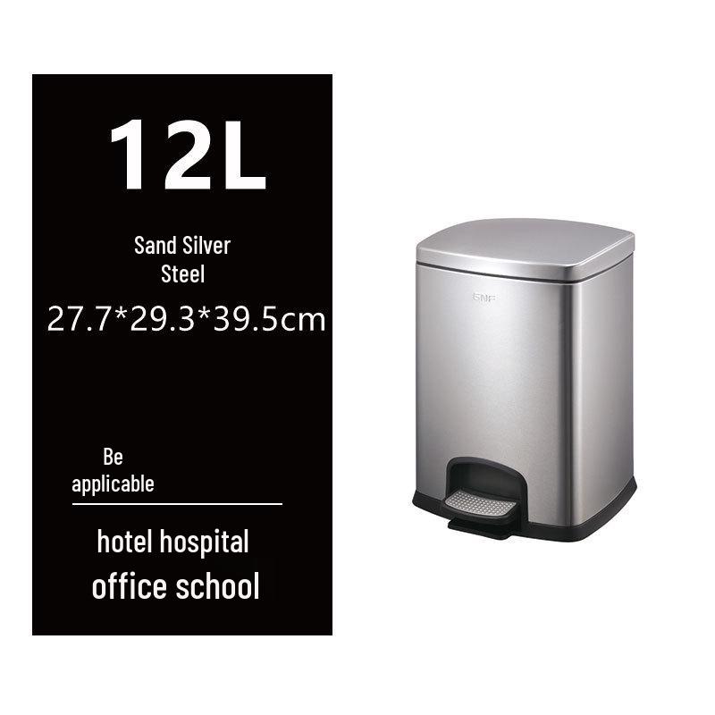 50L Stainless Steel Commercial Trash Can with Large Foot Pedal for Hotels and Shopping Malls