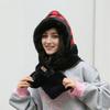 Hat and Scarf Integrated Women's Winter Cycling Windproof Hat, Cold-proof and Warm Versatile Plush Thickened Versatile Round Face Ear Protector