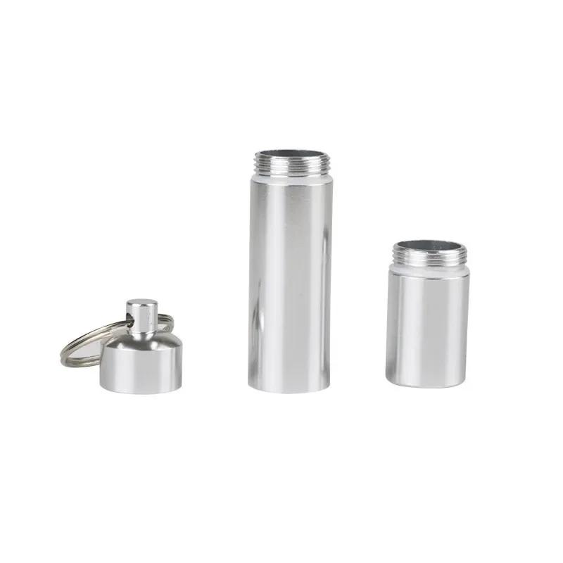 1 Stück Wasserdichtes Zigarettenetui Silber Aluminiumlegierung Zigarettenbox Pillen Zahnstocher Kapselhalter mit Schlüsselanhänger Männergeschenk