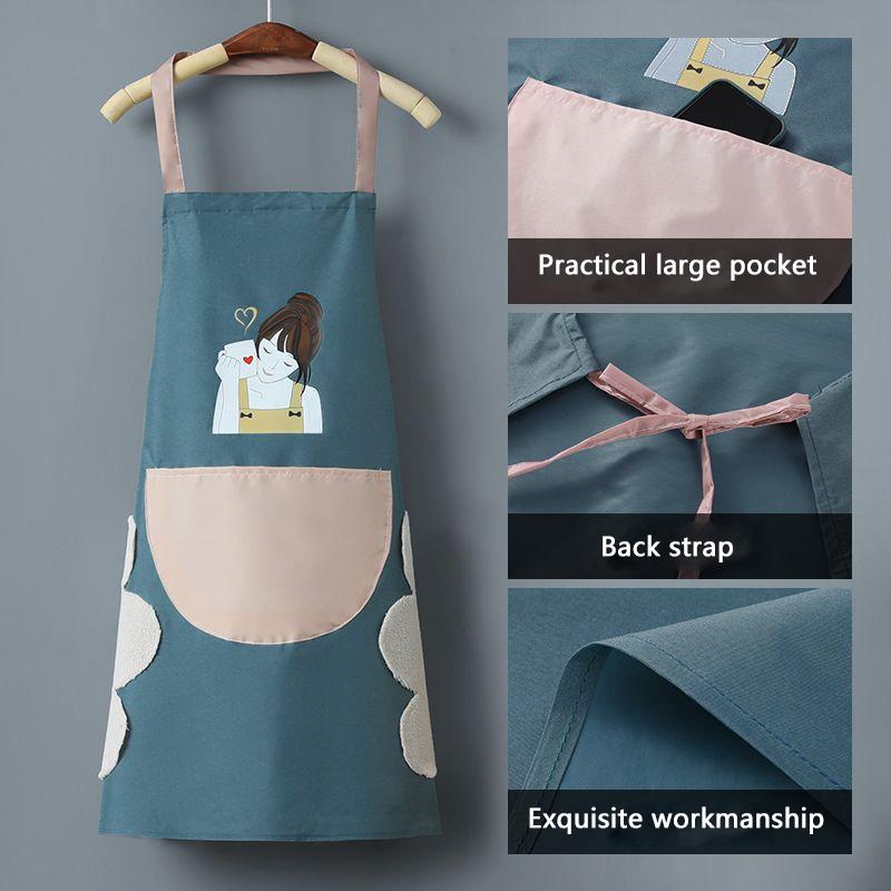 Kuchyňská Domácí Vodotěsná A Olejivzdorná Pánská A Dámská Zástěra Vaření Pečení Vodotěsná Olejivzdorná Zástěra Otírání Rukou