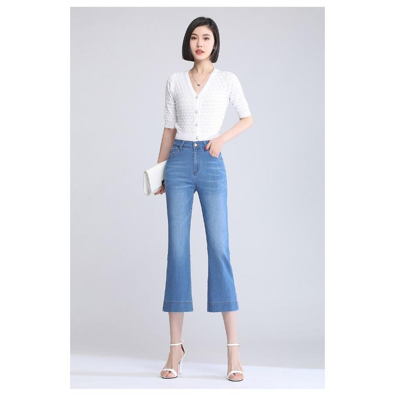 Micro-cut Jeans Women's Thin Summer Embroidered Stretch Slim Flare Pants